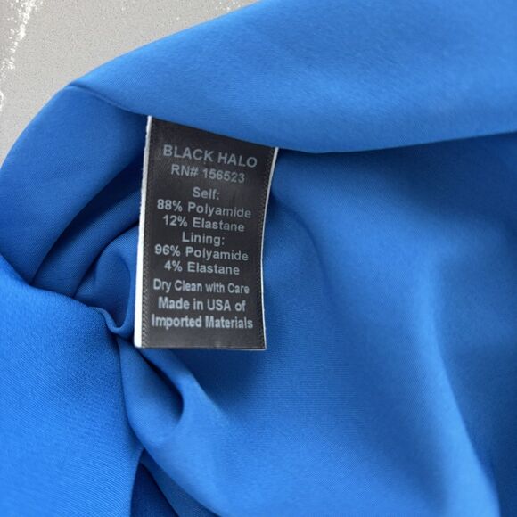 NWT Black Halo Womens Jackie O Blue Sheath Dress Size 14 Midi Celebrity Stretch - Picture 9 of 16